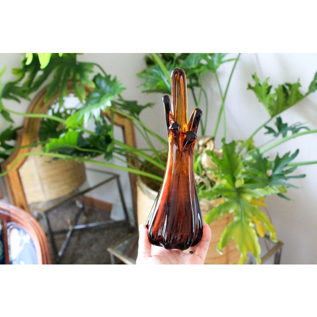 Viking Glass Company Mid-Century Brown Viking Glass Vase For Sale - Image 4 of 5