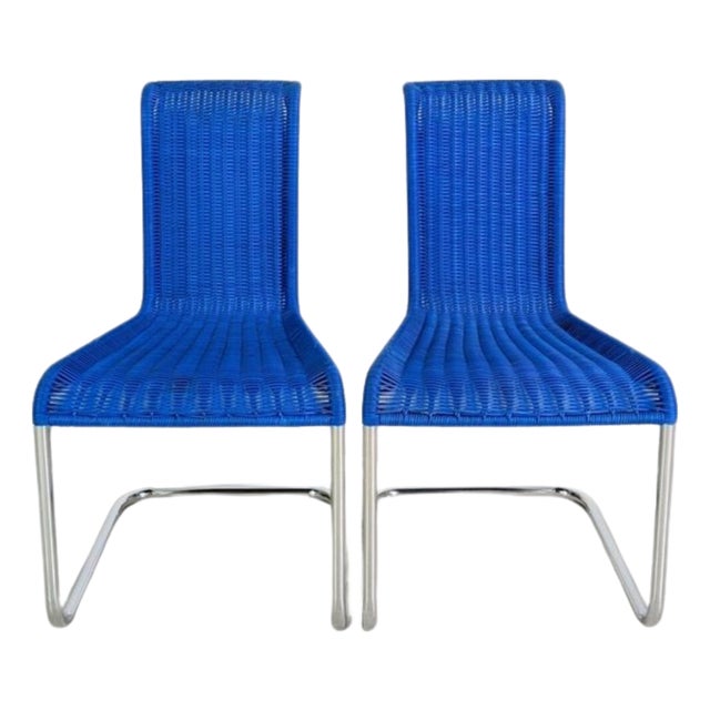 Blue B20 Cantilever Chairs by Jean Prouvé for Tecta, Set of 2 For Sale