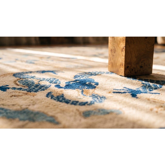 Blue 19th Century Chinese Peking Dragon Carpet ( 8'7" x 9'4" - 262 x 284 ) For Sale - Image 8 of 9