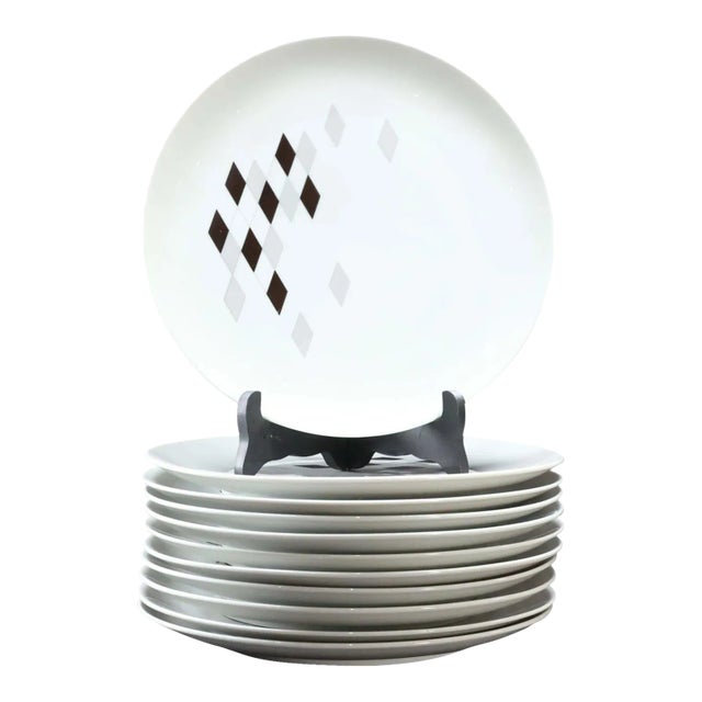 Vintage "Domino" Plates by Hutschenreuther Gelb Pasco- Set of 11 For Sale