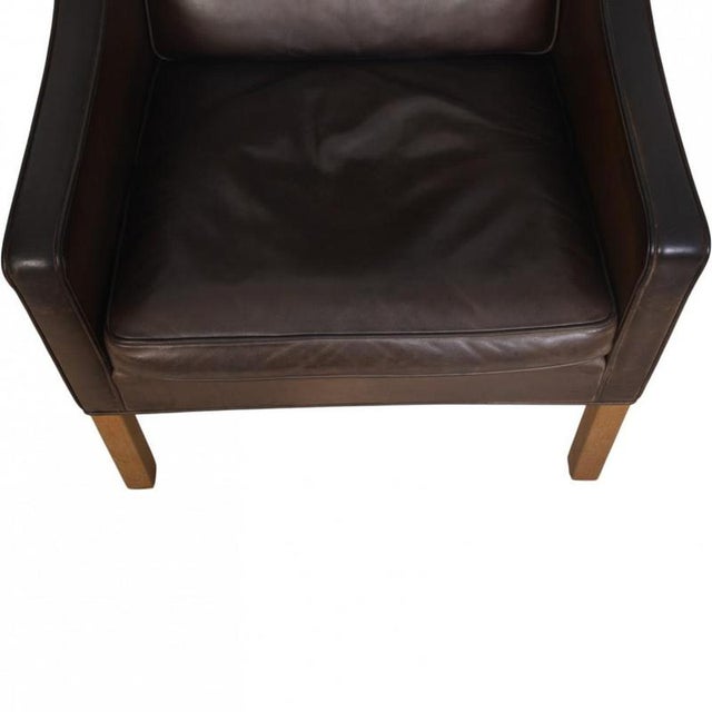 Set of 2204 Wing Chair and Ottoman in Brown Anilin Leather by Børge Mogensen, 2003 For Sale - Image 4 of 18