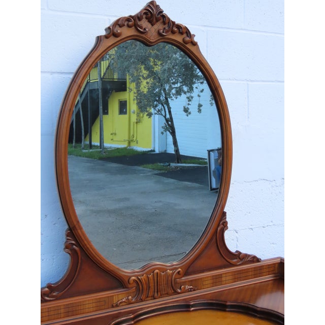 Wood Early 1900s Carved Inlay Vanity Makeup Table 6611 For Sale - Image 7 of 18