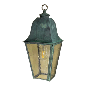 Single Small Vintage Solid Brass Hanging Lantern- 17”h X 7”.5 X 7”.5
