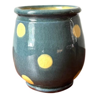 Mid-Century French Savoyard "Terre Vernissée" Attributed Polka Dot Redware Cachepot in the Style of St. Jorioz For Sale