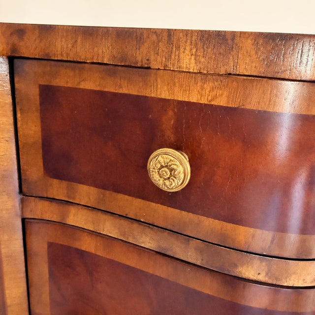 Wood Late 20th Century Maitland-Smith Flame Mahogany Demilune Commode For Sale - Image 7 of 11
