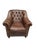 Restoration Hardware Restoration Hardware Distressed Leather Club Chair – Tufted English Library Lounge Chair With Rolled Arms & Brass Casters For Sale - Image 4 of 17