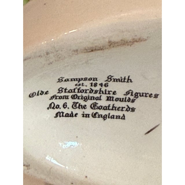 English Vintage Mid-Century Sampson Smith "The Goatherds" Staffordshire Figurine - No. 6 For Sale - Image 3 of 8
