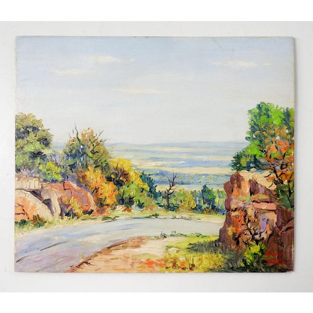 Rustic Impressionist Valley Landscape Painting by Simon Michael For Sale - Image 3 of 4