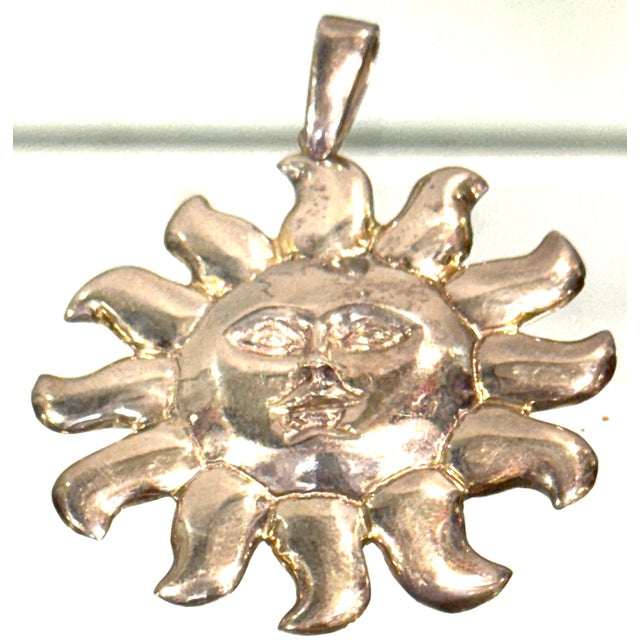 Attributed to Sergio Bustamante, Mexican Sterling Silver Sun Face Pendant, 1990s For Sale - Image 11 of 18
