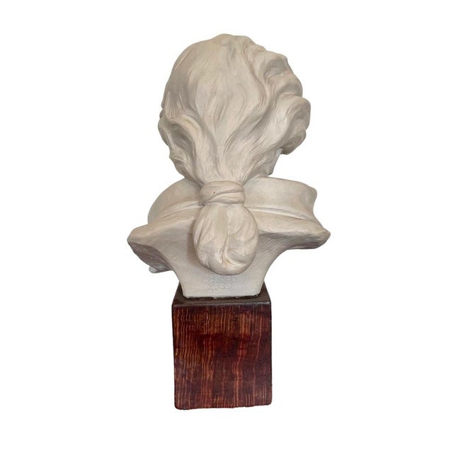 Mid 20th Century Ludwig Van Beethoven Plaster Bust Mounted on Wood Block For Sale - Image 4 of 12