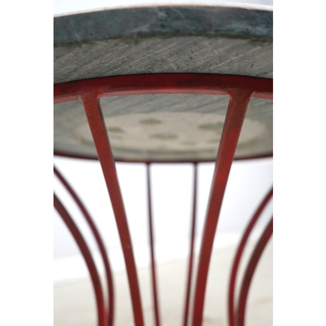 Pietra Dura Inlaid Marble Top Metal Base Round End Table For Sale - Image 11 of 12