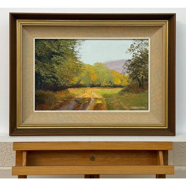 Sunlit Country Path, Lush Greenery, Autumn Tones, Serene Countryside Landscape 1991 For Sale - Image 13 of 18