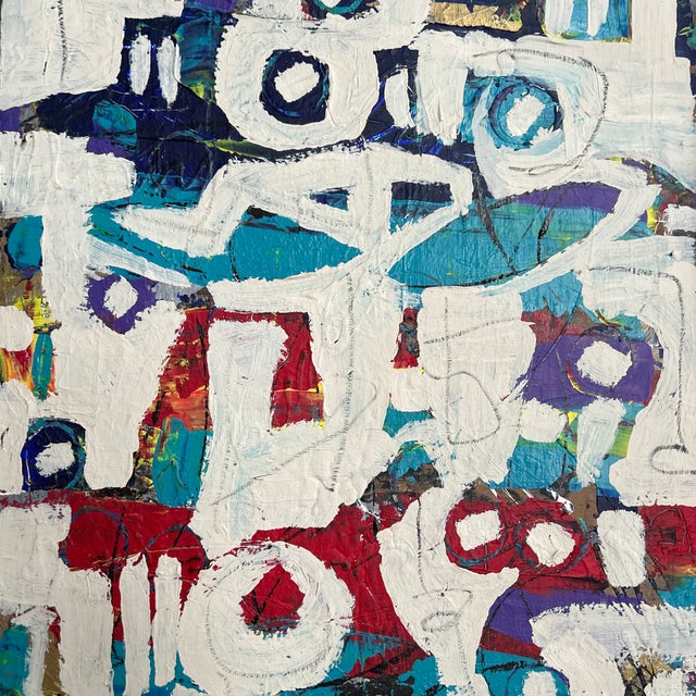 Contemporary original abstract painting by Stephen Heigh on canvas. Signed and framed. Measures 18x26 / approximately...