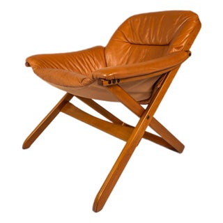 Scandinavian Modern Leather and Beech Wood Armchair / Lounge Chair by Göte Möbler, Sweden, C. 1970's For Sale