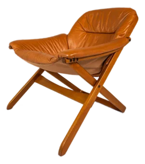 Scandinavian Modern Leather and Beech Wood Armchair / Lounge Chair by Göte Möbler, Sweden, C. 1970's