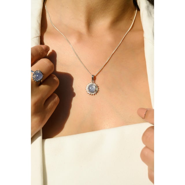 Late 20th Century 6.32 Ct Cabochon Star Sapphire Vintage Pendant in 14k Gold For Sale - Image 11 of 15