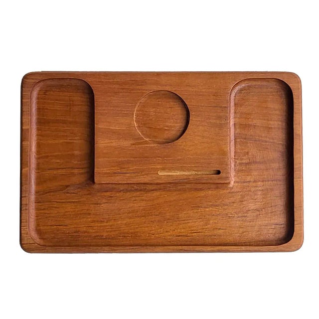 Chestnut 1970 Teak Wood Cheese/Charcuterie Board or Desk Organizer by Kalmar For Sale - Image 8 of 11