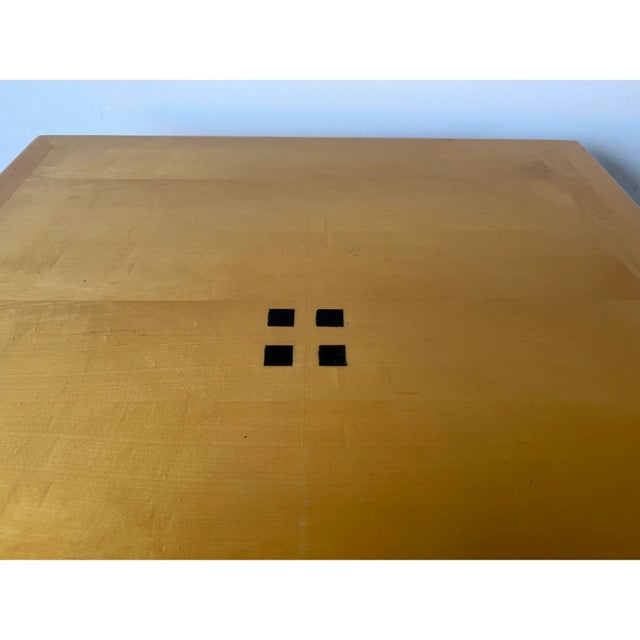 Brown 1980’s Postmodern Art Deco-Style Italian Pedestal Game Table With Black Metal Base For Sale - Image 8 of 13