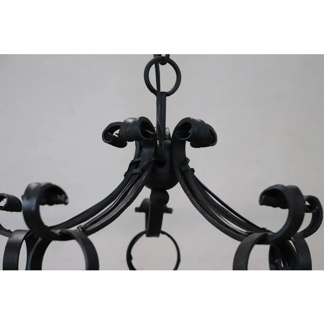 Vintage Chandelier in Iron, 1940s For Sale - Image 3 of 13