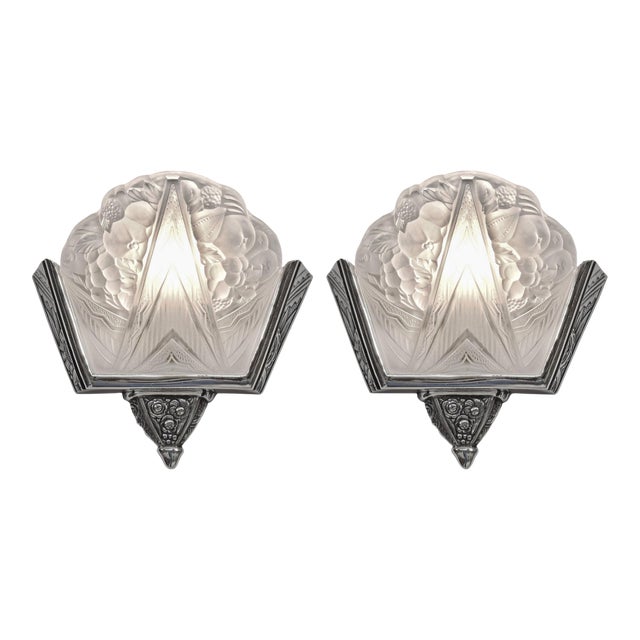 A Pair of French Art Deco Wall Sconces by Jamain & Ejg 1925 France - 3 Pairs Available For Sale