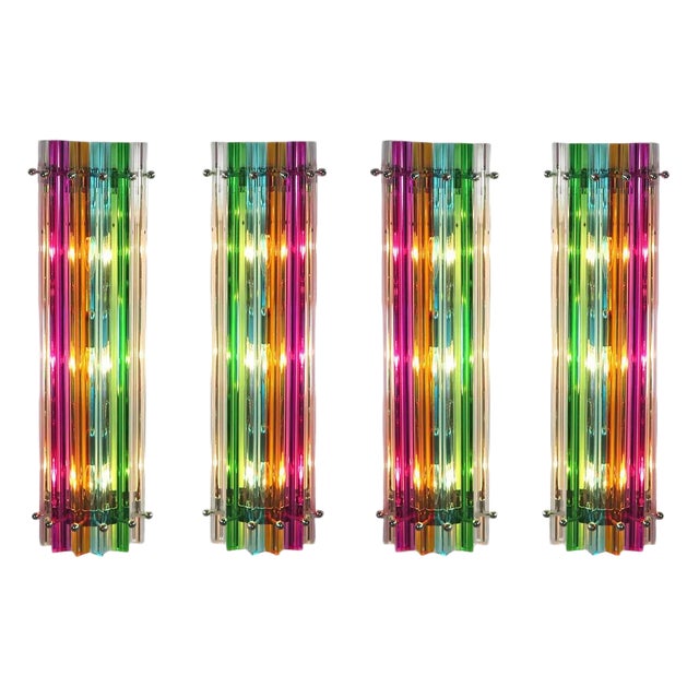 Vintage Italian Wall Sconce in Murano Glass, 1990s, Set of 4 For Sale