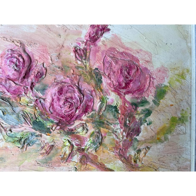 Mid-Century Modern 70's V Muoio Heavy Impasto Impressionist Still Life Painting For Sale - Image 3 of 12