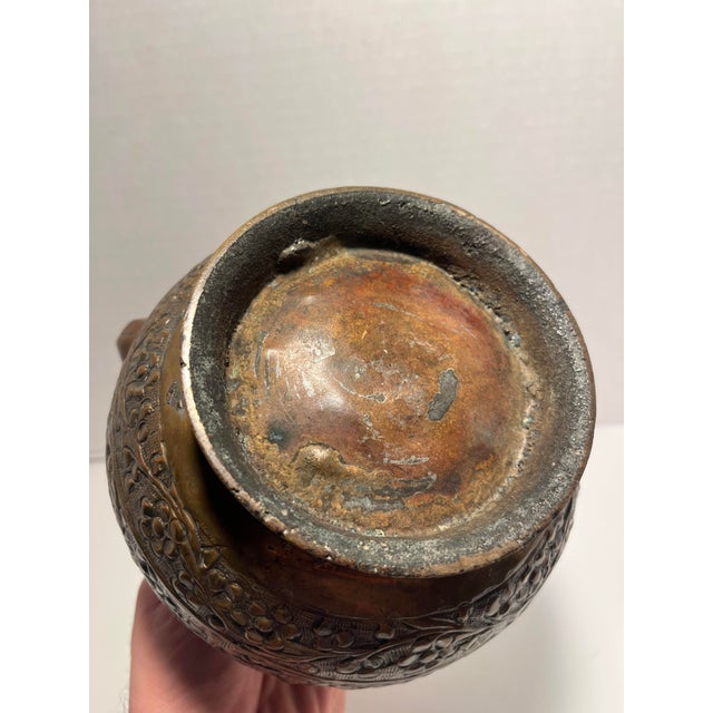 Late 19th Century 19th Century Antique Hindu Copper Kindi Holy Water Pot Hand Engraved Ritual Vessel For Sale - Image 5 of 9