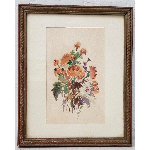 Vintage 1960s Watercolor of Fresh Picked Flowers by Jessie Walberg (New York, 20th C.) For Sale In San Francisco - Image 6 of 6