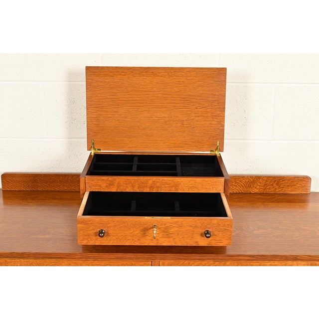 Early 21st Century Stickley Harvey Ellis Collection Mission Arts & Crafts Inlaid Oak Jewelry Box For Sale - Image 5 of 15