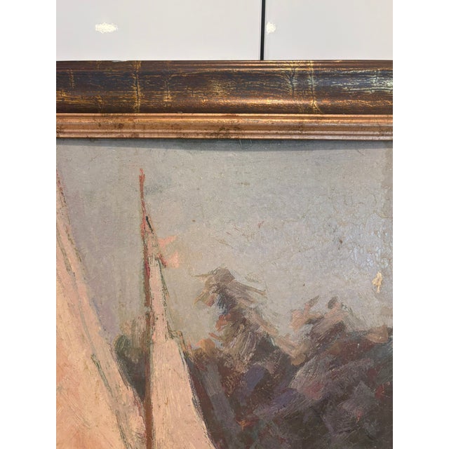 Late 20th Century Vintage Coastal Sailboat Wall Art Giclee on Board in Gilt Faux Bamboo Frame For Sale - Image 5 of 13