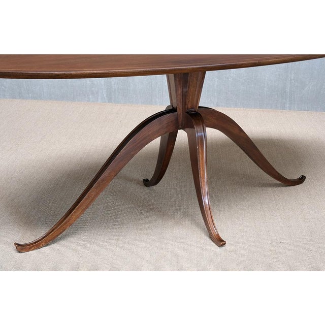 Oval Dining Table in Walnut attributed to Franco Buzzi, Italy, 1940s For Sale - Image 17 of 18