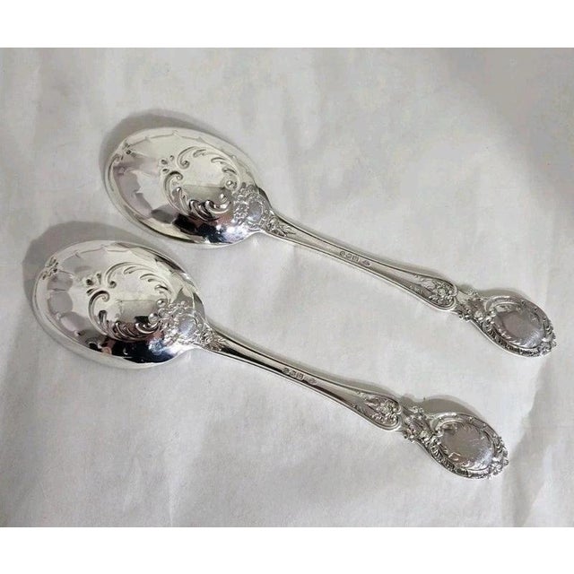 Antique Sterling Silver Fruit & Berry Serving Spoons, London, 1909 For Sale - Image 14 of 18