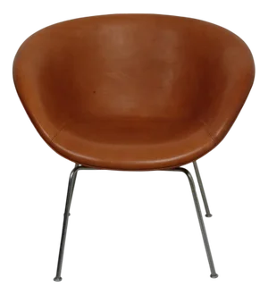 Pot Chair in Cognac Anilin Leather by Arne Jacobsen, 1960s