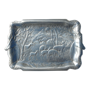 1982 Arthur Court Designs Aluminum Elk Herd Platter