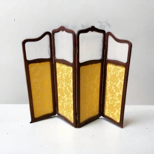 Wood Art Nouveau Four Panel Screen For Sale - Image 7 of 7