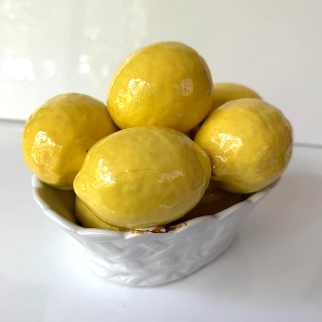 Mid-20th Century Italian Majolica Lemon Basket | Chairish