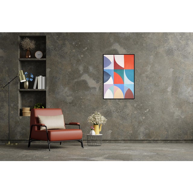 Paper 2026, Abstract Geometric Tiles, Bauhaus Landscape, Representation of Nine Skies, Acrylic Paint on Watercolor Paper by Natalia Roman For Sale - Image 7 of 8