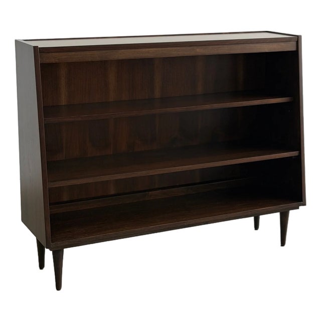 Mid Century Modern Angled Bookcase For Sale
