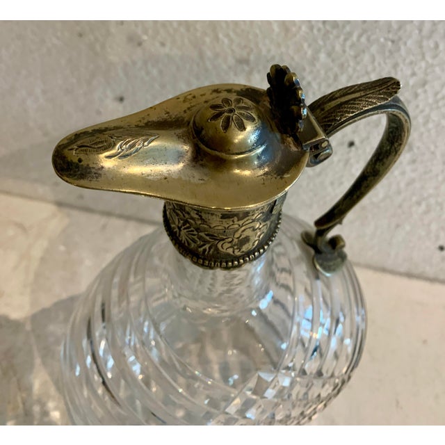 20th Century Cut Glass and Silver-Plated Metal Carafe For Sale - Image 3 of 7