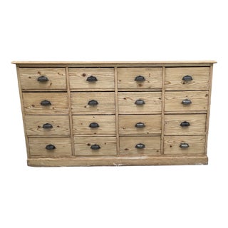 Pine Apothecary Drawers Sideboard with Rectangular Drawers, 1890s For Sale