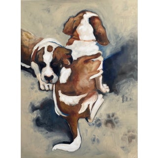 "Mollie and Mo" Contemporary Original Expressionist Style Oil Painting of Two Dogs by Tawna Allred For Sale