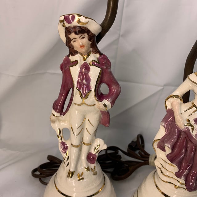 These lamps are vintage mid-20th-century porcelain boudoir figurine lamps. They were primarily manufactured in Japan or...