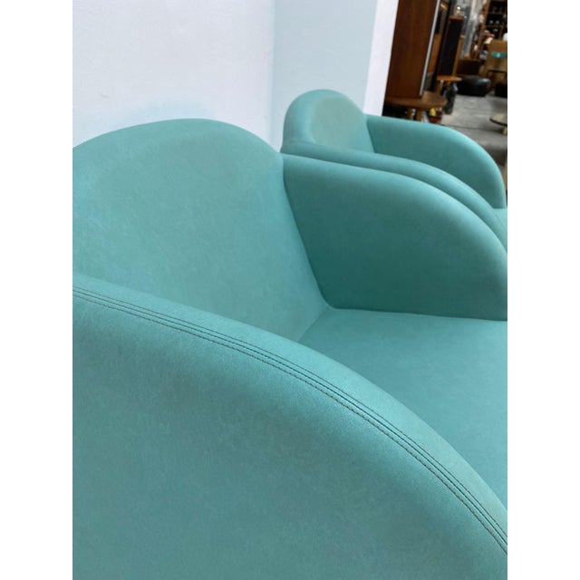 Turquoise Club Chairs, 1980s, Set of 2 For Sale - Image 10 of 12