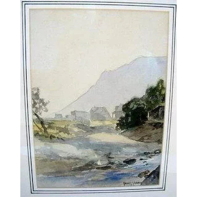 Traditional 19th Century Mountain Landscape Watercolor Painting by Harvey Otis Young, Framed Signed For Sale - Image 3 of 4