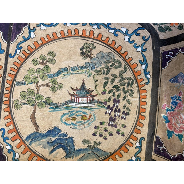 Large Antique Papier-Mâché Decorative Platter With Hand Painted and Applied Decorations For Sale - Image 12 of 17