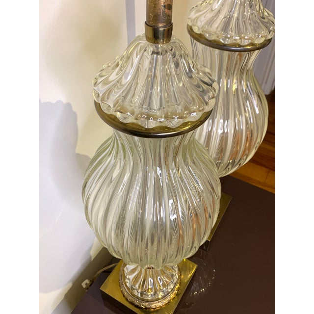 Metal Mid 20th Century Rare Seguso Murano Lamps by Marbro of Hollywood - a Pair For Sale - Image 7 of 9