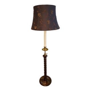 1970s Frederick Cooper of Chicago Brass Top Extendable and Barley Twist Bottom Floor Lamp For Sale