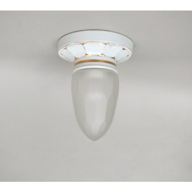 Art Nouveau Style Ceiling Light in Porcelain and Frosted Glass by Brunnquell, 1890s For Sale - Image 16 of 16