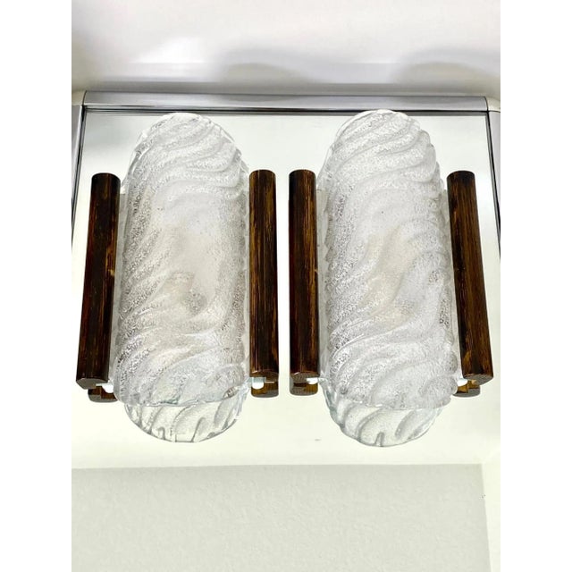Barovier & Toso Murano Glass Sconces with Wood Frame, Italy 1950 - A Pair For Sale - Image 9 of 13
