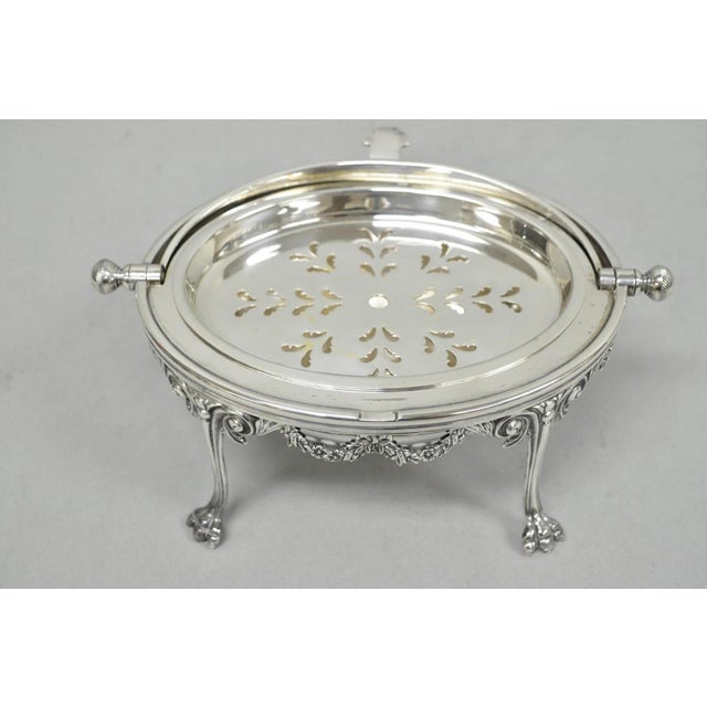 Silver Antique English Edwardian Silver Plated Revolving Oval Serving Butter Dish For Sale - Image 8 of 15